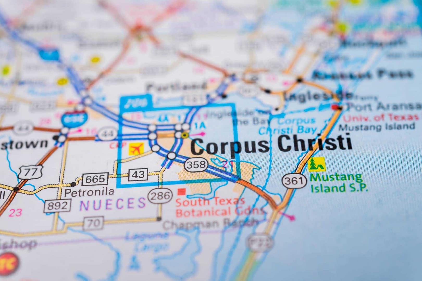 An online map showing the location of Corpus Christi and nearby Labonte Park, popular for Easter camping.
