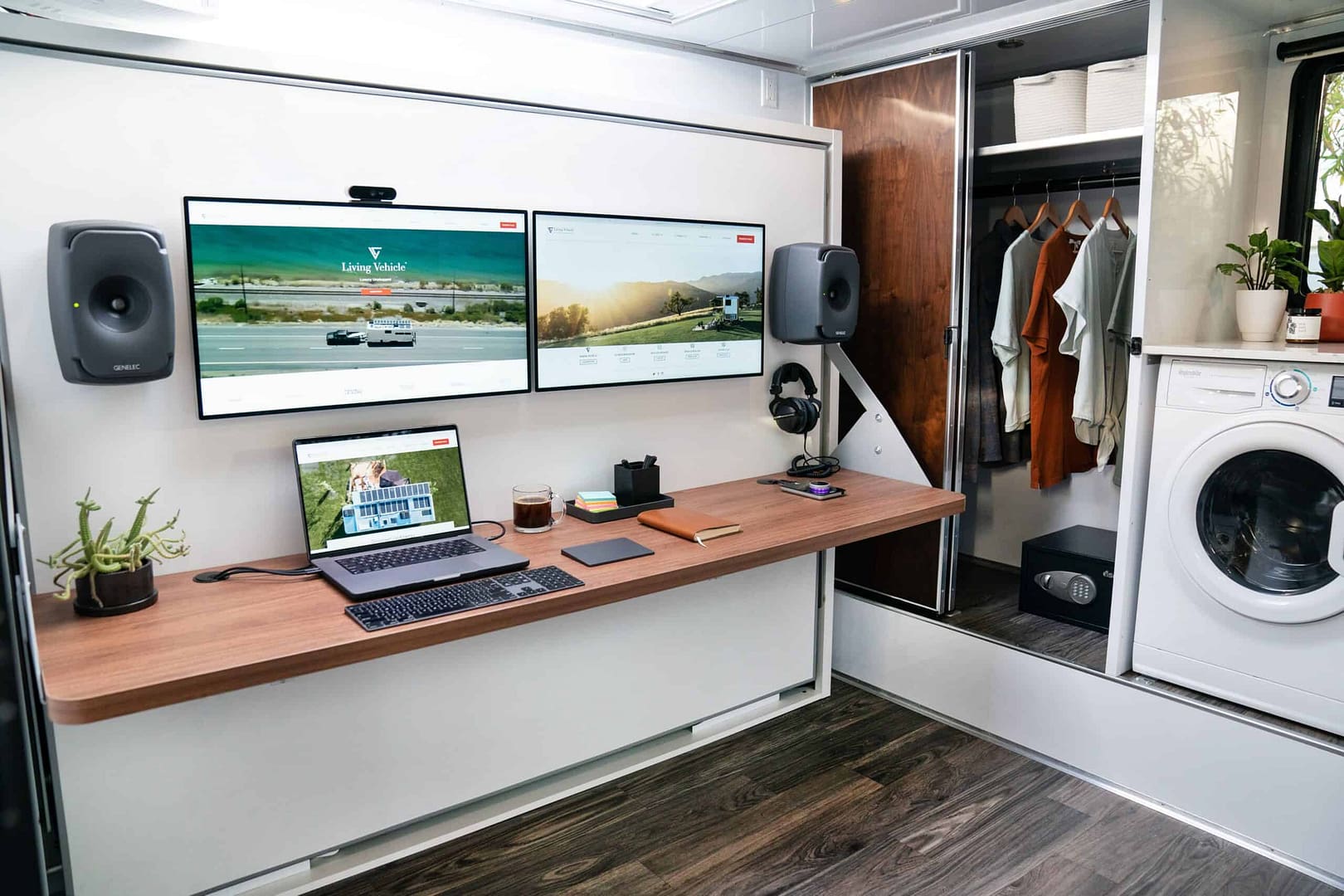 An Off-Grid Workspace and Creative Studio with a washer and dryer.