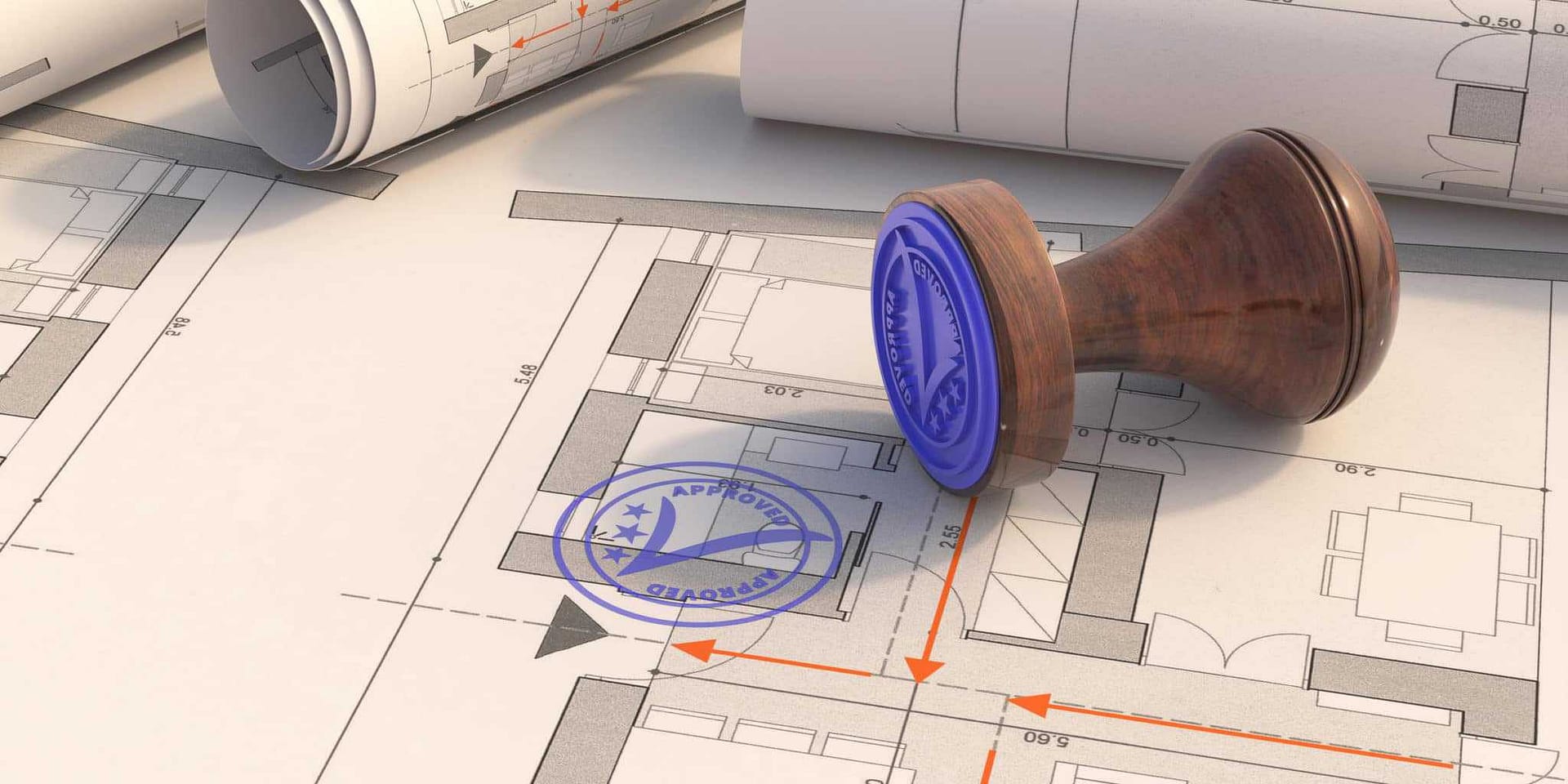 A blueprint with a blue stamp on top of it, indicating conditional approval for an RV park in Minnesota.