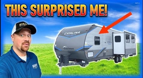 A man is standing in front of an rv with the words this surprised me.