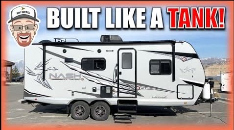 A picture of a Northwood RV, built like a tank, perfect for off-grid camping.