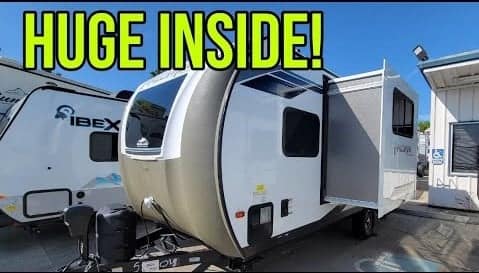 A Palomino RV, model 189BHS, is a small RV that surprises with its huge interior space.