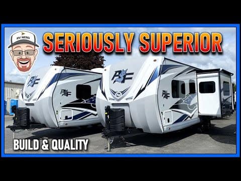 A seriously superior 2022 Arctic Fox 25R RV known for its exceptional quality and reliability, featuring eye-catching words prominently displayed on the exterior.