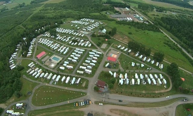 An aerial view of a campground in Sussex.