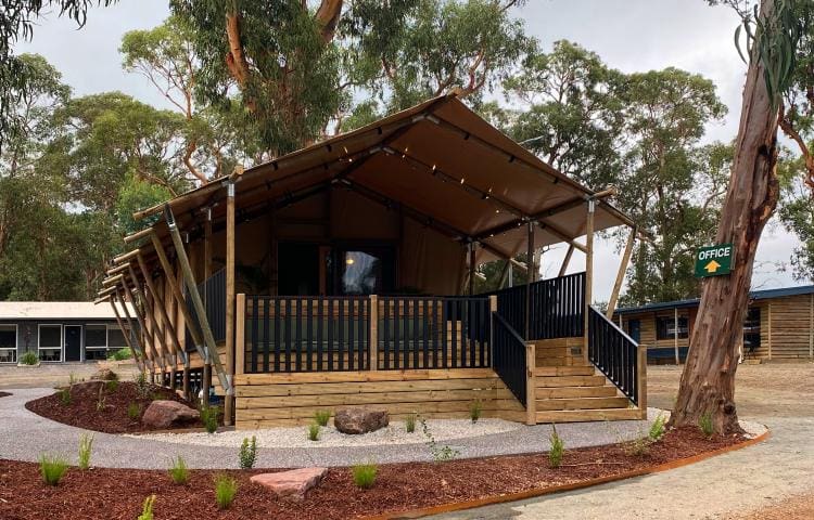 The nature-inspired building located at Phillip Island Park Lane, offering an adventurous resort experience.