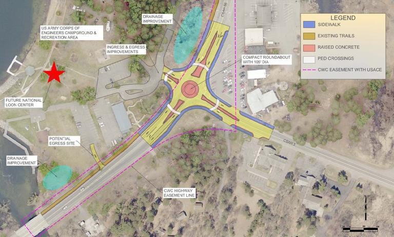 A map of the proposed Crosslake Campground Intersection.