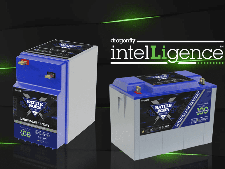 Product Line: Dragonfly Intelligence

Description: Two Dragonfly batteries with the word intelligence on them.