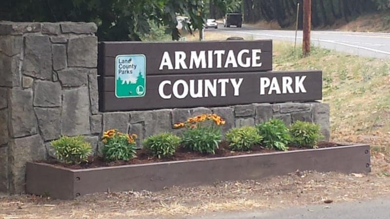 An expansion for Lane County Parks, Armitage Park now proudly displays a sign that says "Armitage County Park.