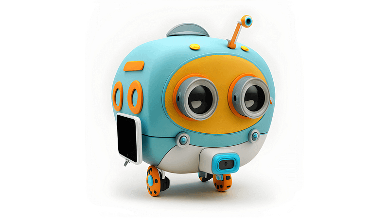 A blue and orange robot representing the IVEE Group on a white background.