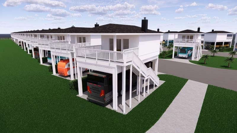 A rendering of a Beachfront Development townhouse complex on the Texas Gulf Coast.