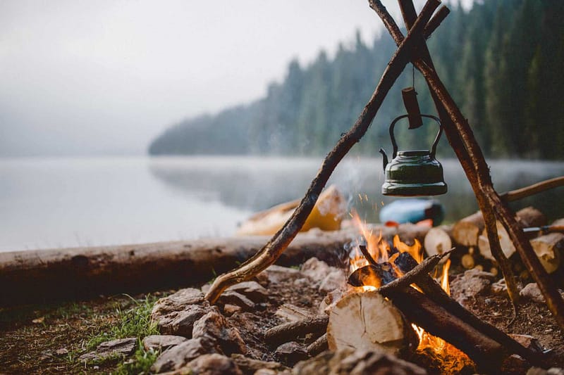 A campfire at Kennedy Lake Road.