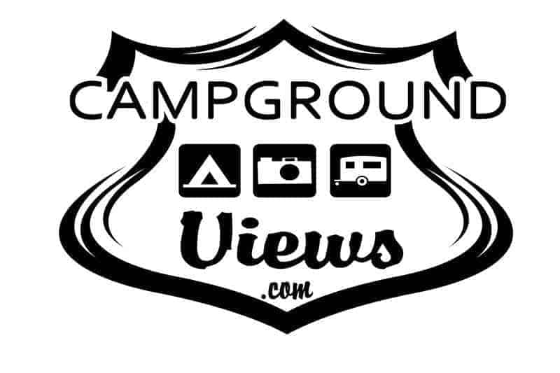 Campground views featuring striking logo.