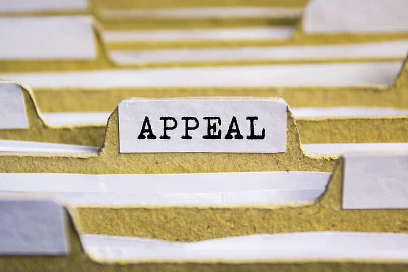 A file folder with the word appeal on it.