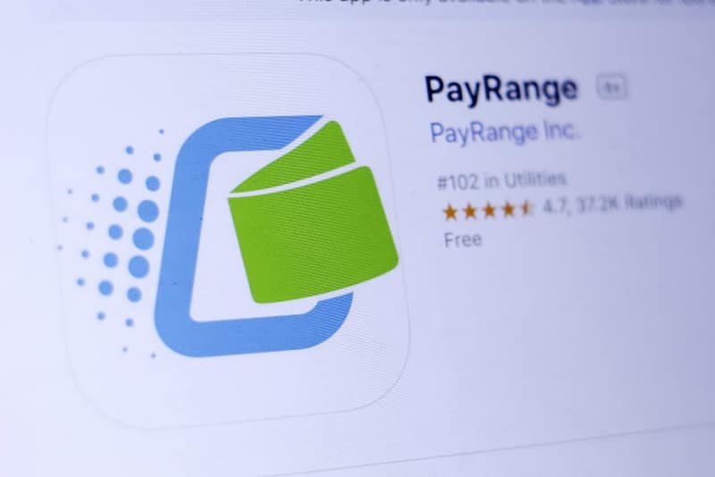 The PayRange logo is displayed on a mobile payment solution for campground and RV park owners.