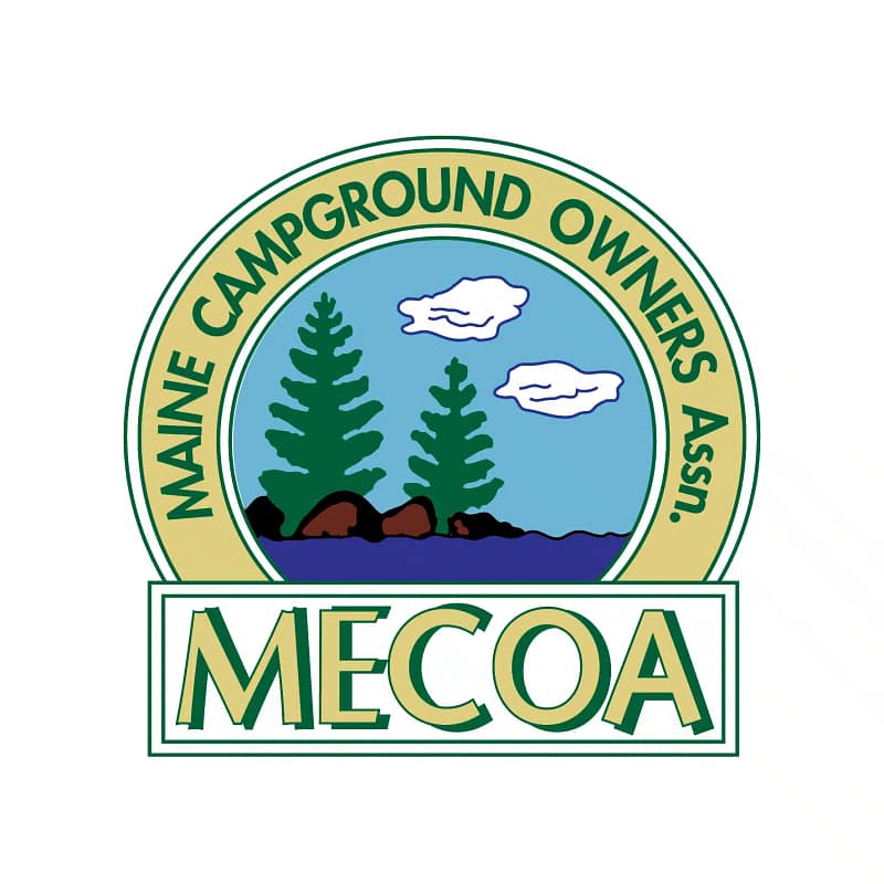 The MECOA logo represents the Maine Campground Owners Association.