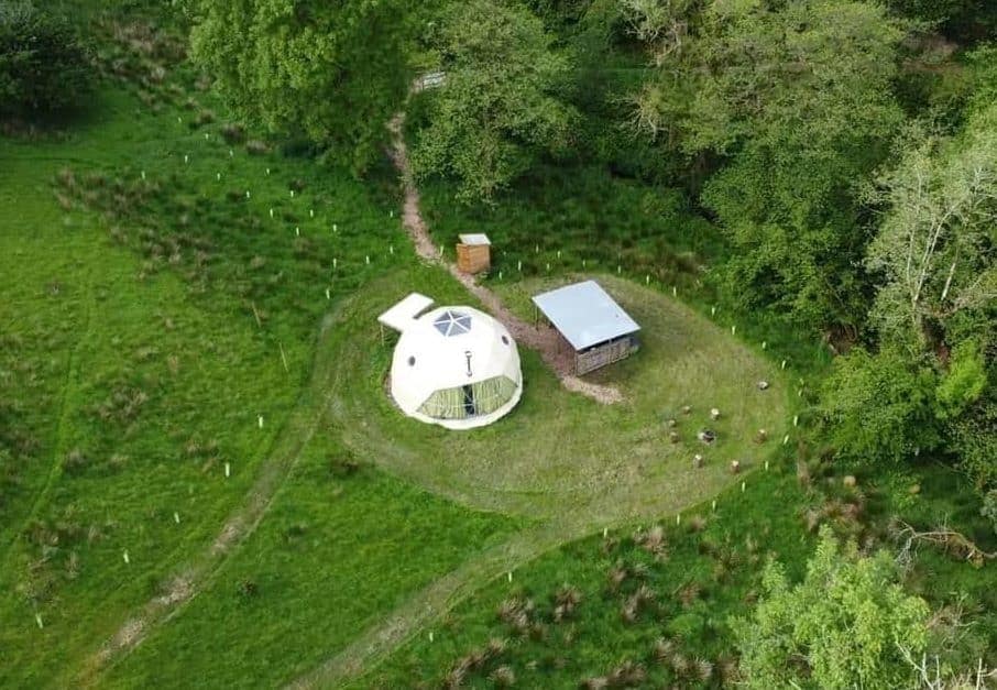 An igloo nestled in the middle of a forest offers a unique and luxurious glamping experience in West Wales.