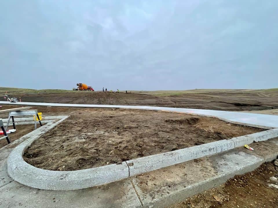 The construction of a road in an Outdoor Recreation Area in North Dakota.