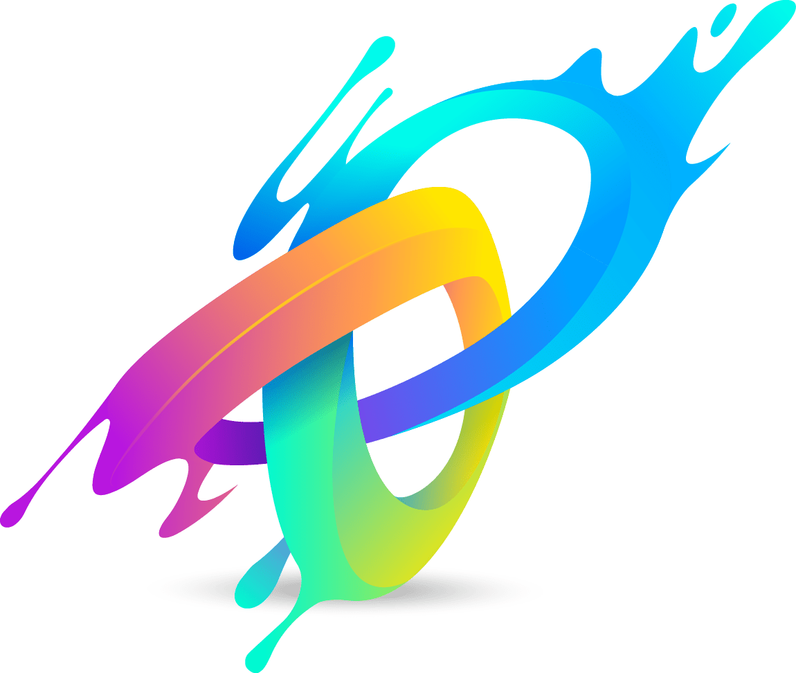 A vibrant logo with artistic paint splashes, perfect for marketing.