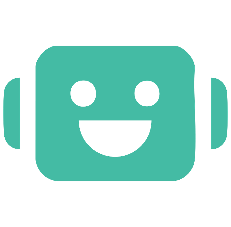 Smiling green robot head illustration